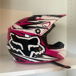 Pink and Black Fox Motocross Helmet